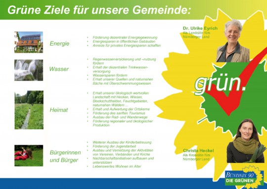 Grüne Ziele - Bündnis90/Die Grünen Pommelsbrunn